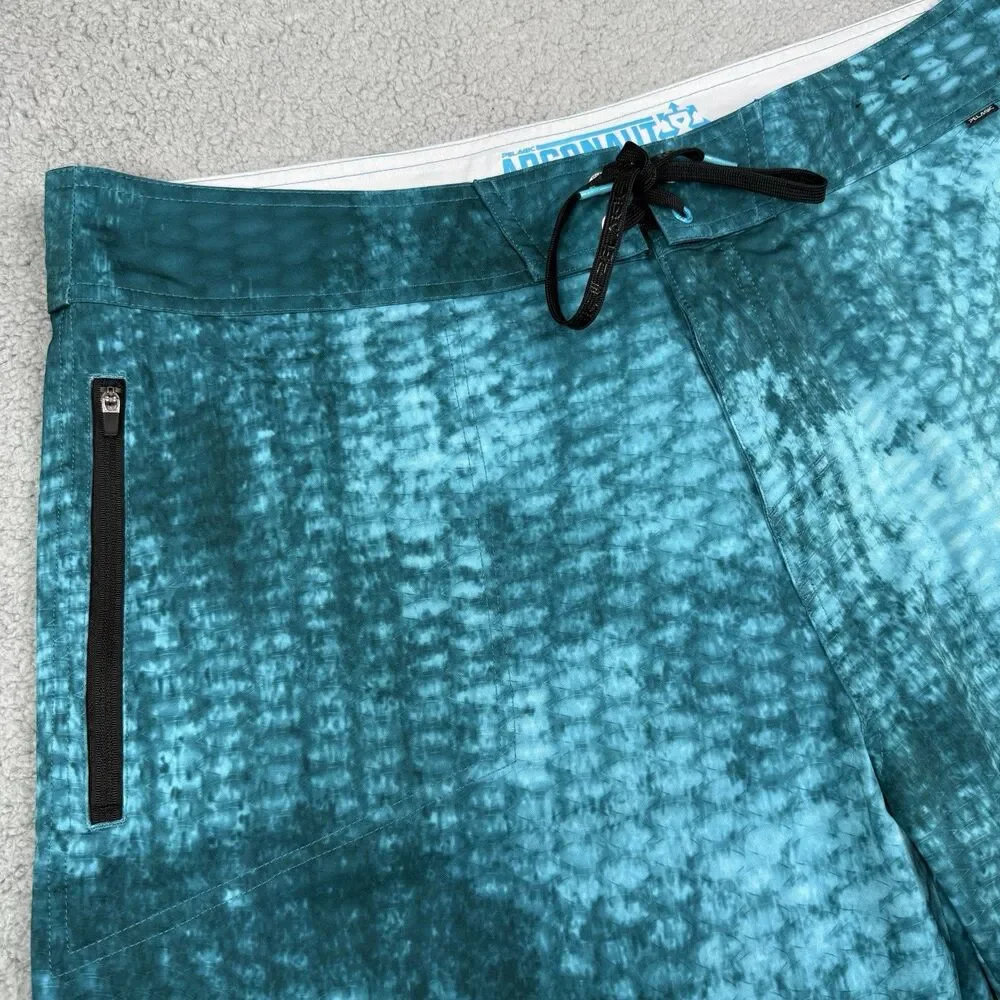 Pelagic Board Shorts Mens 40 Teal Blue Argonaut Swim Trunks Fishing Surf Beach